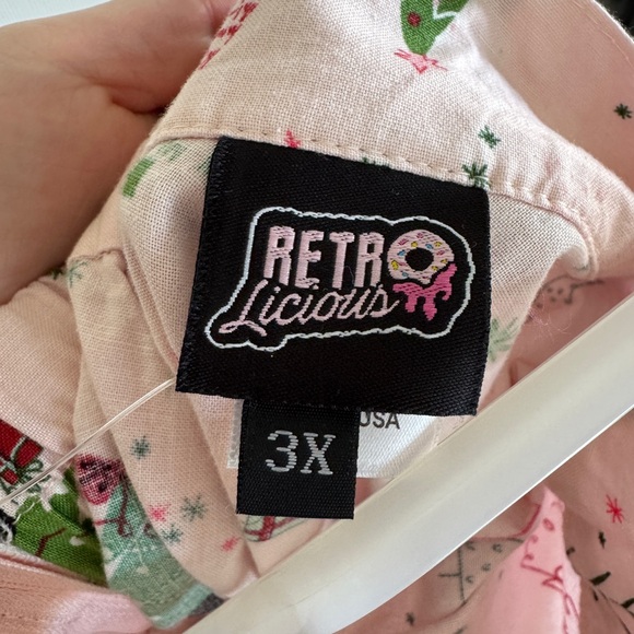 Retrolicious Pink & Christmas Tree Skater Skirt 3X - Picture 5 of 7